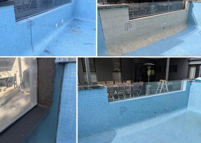 Swimming pool acrylic glass window reseal waterproofing - Brighton | Pacific Pools