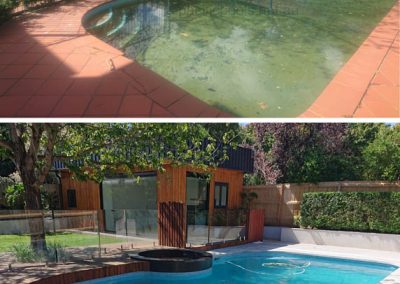 Swimming pool and spa with custom curved glass fence section - Moonee Ponds | Pacific Pools