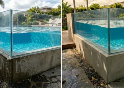 Before - After Mornington pool acrylic window leak fix